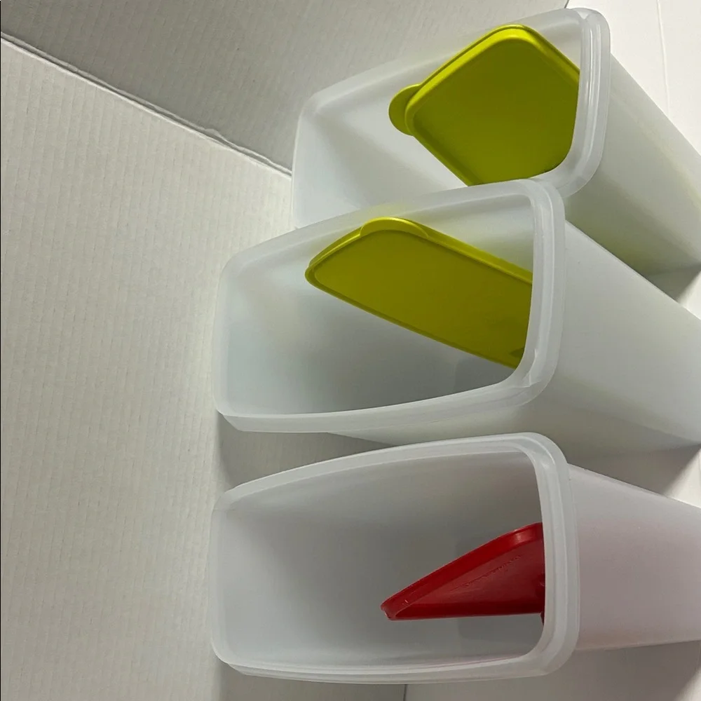 Tupperware Frosted Containers with Red and Green Lids